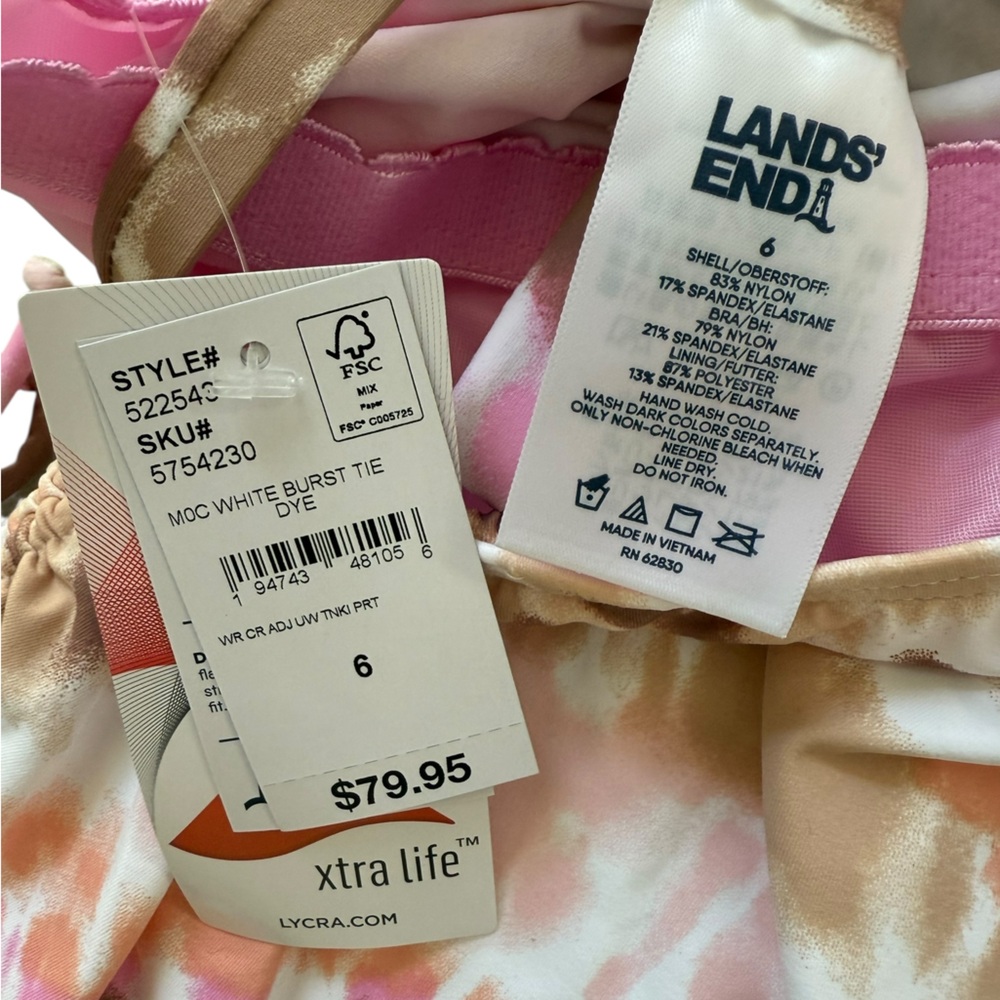 LANDS END Rashguard Coverup size Small and Swin Top size 6 with ruched sides NWT - Picture 3 of 8
